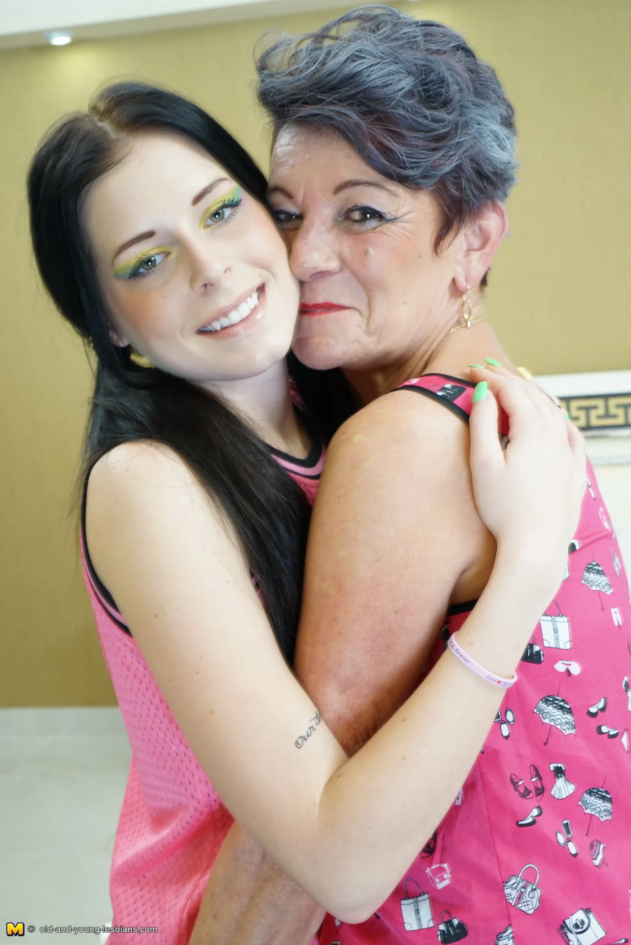 Horny old and young lesbians fooling around