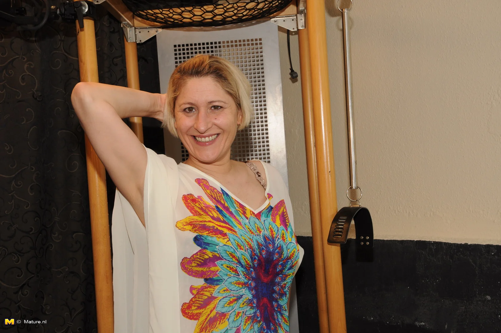 Two amateur mature sluts are the centerpiece in this gang bang