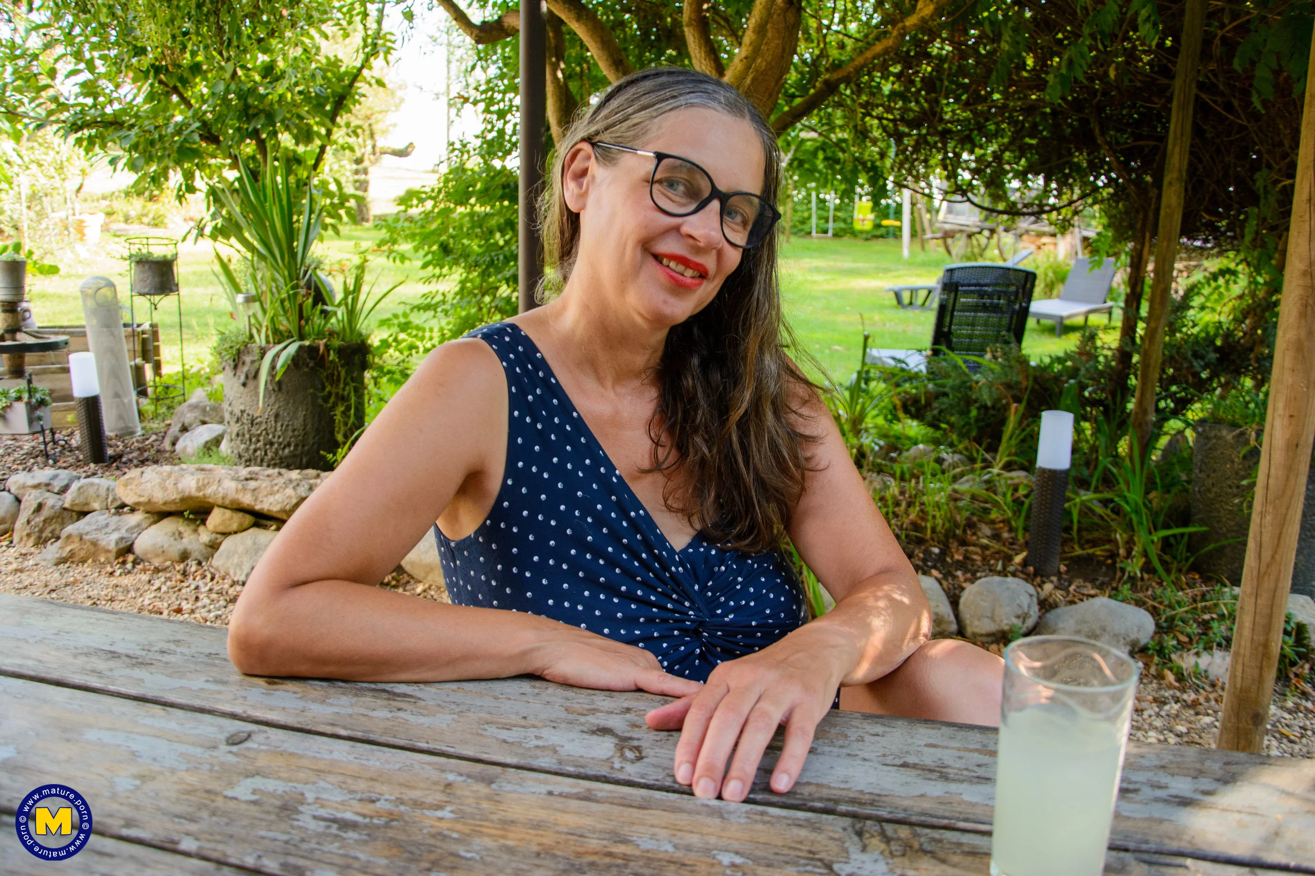 Mature Busty Tina is a hairy cougar with big natural tits and a hairy pussy