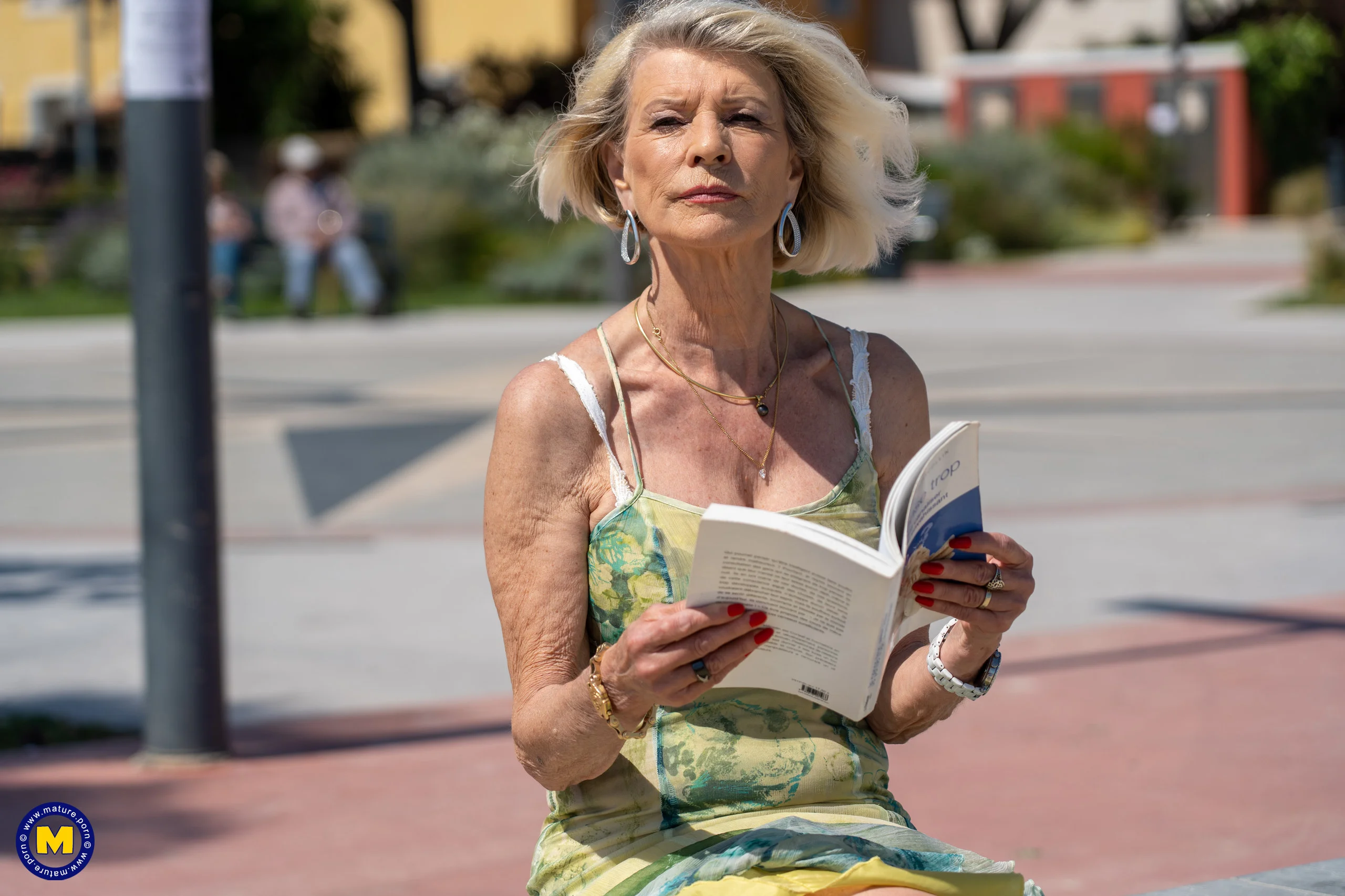 Modern grandma cougar Eva Delage gets two young to fuck her in a threesome