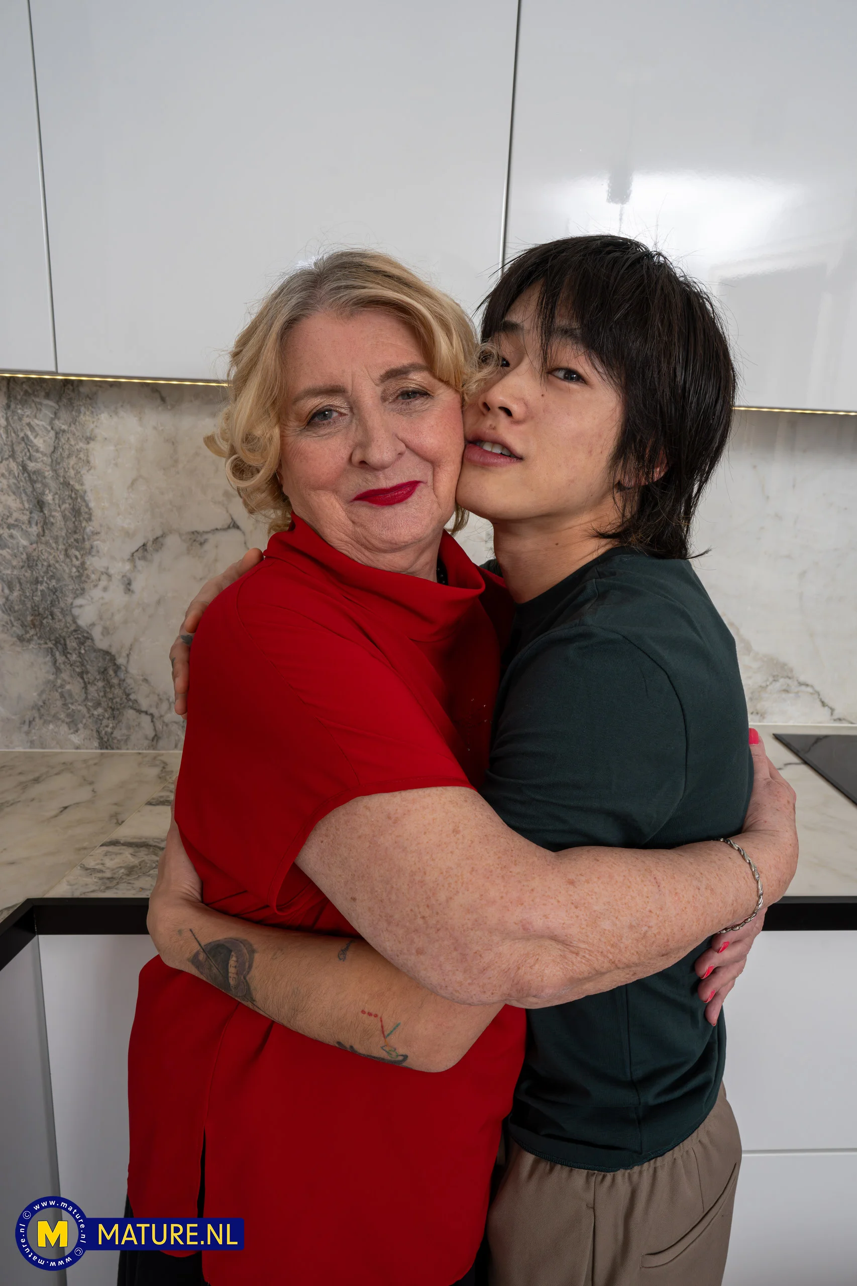 25 year old Exchange student gets to fuck the very horny and curvy 74 year old grandma Noretta